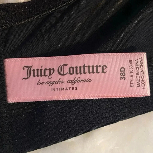 Juicy Couture Sexy Pink Logo & Solid Black Push-up Bra 2 Piece Set Size 38D New - Picture 6 of 8